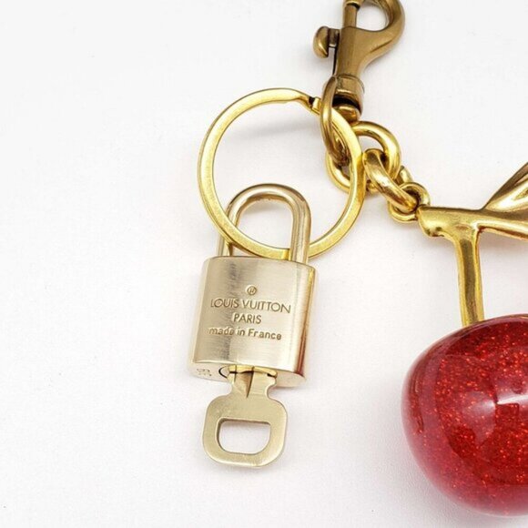 Authentic Louis Vuitton Lock & Key with unbranded Red Cherry Bagcharm 100125 - Picture 7 of 8